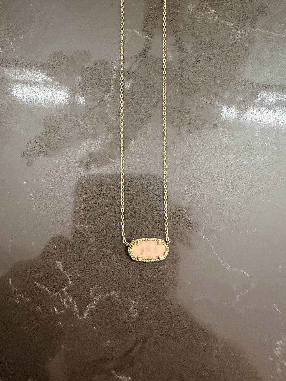 Kendra Scott Gold Necklace with Pink Stone Pendant